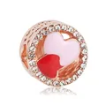 Rose gold heart charm with pink and red enamel details and white zircon pavé border - Rose Gold Double Heart Rhinestone (32)