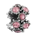 Silver barrel charm with pink rhinestones and hollow center for DIY bracelets - Multi-Stud Ball (41)