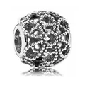 Retro S925 silver hollow flower charm bead with detailed grainy texture for DIY bracelet - Four-Petal Hollow Granular Ball Style (44)