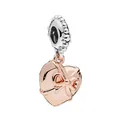 Silver and rose gold heart charm with bowknot gift box design for DIY bracelets - Heart Gift Box Two-tone (34)