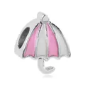 Silver umbrella charm bead with pink and white enamel for DIY bracelets - Pink and White Striped Umbrella (35)