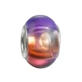 Gradient purple-orange glass charm bead with silver metal core for DIY bracelet - Purple Orange Pink Gradient Texture Style