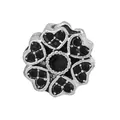Silver flower bead charm with black rhinestone heart petals for DIY jewelry bracelets - Standard Spec / Oxidized Black Heart Petal Flower (22)