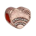 Rose gold heart charm with pavé crystals and radiating ridges for DIY jewelry making - Sunlight Pattern Heart Bead (3)