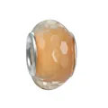 Faceted light orange resin charm bead with silver metal core for DIY bracelets - Pale Orange Geometric Faceted Style