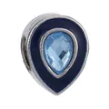 Silver crown teardrop charm bead with light blue faceted gemstone and blue enamel - Blue Water Drop Pendant (3)