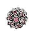 Silver flower heart charm with pink rhinestones for DIY bracelets and jewelry - Standard Spec / Pink Vintage Heart Petal Flower (23)
