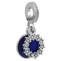 Silver crown airplane headphone charm with blue enamel starry sky and sparkling zircons - Starry Sky Blue Disc (4)