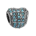 Silver heart charm bead with sky blue rhinestones for DIY charm bracelets - Standard Spec / Sky Blue Pavé Heart (25)