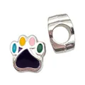 Bunter Emaille-Pfotenabdruck-Charm für Armbänder mit mehrfarbigen Pfotenpolstern - Bunte Pandapfote (17469) / 1 Stück (10x11mm)