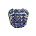 Silver bead charm with heart shape and dark blue rhinestones for DIY bracelets - Standard Spec / Dark Blue Pavé Heart (29)