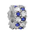 Silver bead charm with blue and clear pavé crystals for DIY bracelets - Blue White Pavé Cylinder (8)