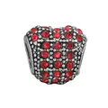 Silver-toned heart bead charm featuring red pave-set rhinestones for DIY bracelets - Standard Spec / Red Pavé Heart (31)