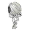 Silver hot air balloon charm with white enamel and star moon pendants for DIY bracelets - Star Moon Hot Air Balloon (10)