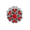 Silver flower charm with red rhinestones and heart-shaped petals for DIY bracelets - Standard Spec / Red Vintage Heart Petal Flower (33)