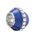 Silver bead charm with deep blue enamel finish and sparkling crystal accents - Dark Blue Pavé Ring (12)