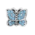 Silver butterfly charm with light blue rhinestones for DIY bracelet jewelry - Standard Spec / Light Blue Rhinestone Butterfly (34)
