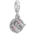 Silver binoculars charm with pink accents and crystal bail for DIY jewelry bracelets - Binoculars Travel Pendant (17)