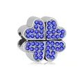 Silver four-leaf clover charm with blue sparkling rhinestones for DIY bracelets - Standard Spec / Dark Blue Pavé Clover (40)