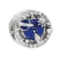 Silver bead charm with navy blue enamel and sparkling cubic zirconia for DIY bracelet - Blue Enamel Star Shadow Bead (20)