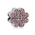 Silver four-leaf clover charm with pink pavé crystals for DIY charm bracelets - Standard Spec / Pink Pavé Clover (41)