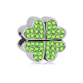 Silver four-leaf clover charm with bright green crystals for DIY bead bracelets - Standard Spec / Grass Green Pavé Clover (42)