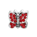 Silver butterfly charm with red sparkling stones for DIY bracelets and necklaces - Standard Spec / Bright Red Rhinestone Butterfly (43)