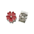 Red enamel cherry blossom charm with sparkling zircon for DIY bracelets and jewelry - Red