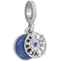 Silver crown plane headphone charm with blue starburst and sparkling zircons for bracelets - Hollow Snowflake Blue Base (24)