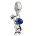 Silver astronaut bead charm with blue enamel helmet and star detail for DIY bracelets - Vintage Astronaut Star (25)