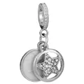 Silver crown airplane headphone charm with sparkling star pattern and white enamel - Hollow Layered Star (29)