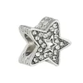 Sparkling five-pointed star charm with silver finish and pavé cubic zirconia - Full Diamond Star Bead (31)