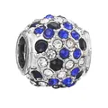 Silver bead charm with blue pavé crystals for DIY bracelets and jewelry - Blue Diamond Sphere Bead (32)