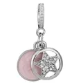 Silver star charm with pink enamel and sparkling crystals for DIY charm bracelets - Pink Wave Star (33)