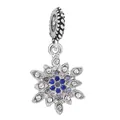 Silver snowflake charm pendant with blue and white zircons for DIY bracelet - Blue White Gem Snowflake (38)