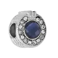 Silver crown charm with blue center crystal and white zircon pavé for DIY bracelets - Blue Gem Crown Hollow (41)