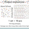 Detail view of 20x20cm terrazzo style wall tile stickers showing dimensions and 10pcs pack - 20x20