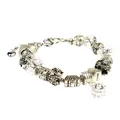 Silver charm bracelet with colorful crystal beads and a 'Be my Valentine' heart charm - Silver Heart Style (DZ13)