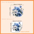 Pegatina autoadhesiva floral azul para tapa de inodoro con guía de medidas y diseño - Estilo Floral Azul (MS2512-KQ)