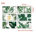 Set of 6 Nordic style license plate wall stickers with tropical monstera leaf prints - 29.5x14.5cm