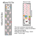 Pink cartoon bunny and Easter eggs floor stickers set with dimensions and layout guides - 30x90cm