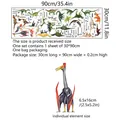 Cartoon dinosaur wall stickers for children's room decor measuring 90x30cm - 30cmx90cm