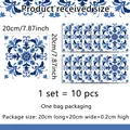 Detail specifications of 10-piece set vintage blue floral 20x20cm tile stickers - Style ACZ14001 / 15x15cm