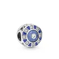 Abalorio de sol en esmalte azul con circón para pulseras, acabado metálico plata - Estilo Mal de Ojo / Azul/Plata