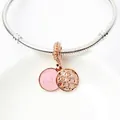 Rosa Glitzer-Emaille und Roségold Anhänger für Schlangenarmbänder mit Geometrie-Muster - Rosa Glitzer Emaille Roségold (07)
