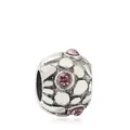 Pink crystal charm bead in silver with white enamel dots for modular bracelets - Pink Rhinestone Round Intertwined Style (K16-15)