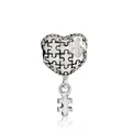 Pendente a cuore puzzle in argento creativo con intagli dettagliati e ciondolo mobile - Cuore Puzzle Argento