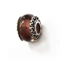 Deep purple faceted glass charm bead with silver filigree hollow floral pattern - Normal Specification / Coffee