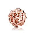 Rose gold hollow woven charm with infinity knot design and clear zircon for bracelets - Hollow Woven Knot / Rose Gold