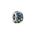 Colorful crystal rhinestones on black clay large hole charm bead with silver inner core - 7mm*11mm / Black Base Multicolor